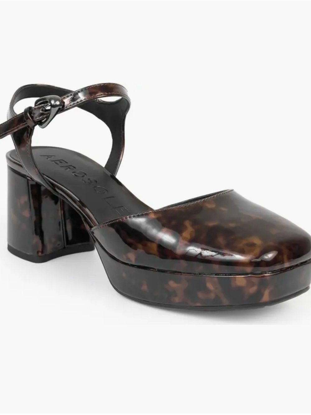 AEROSOLES Tortoiseshell Patent Platform Mary Jane in Brown